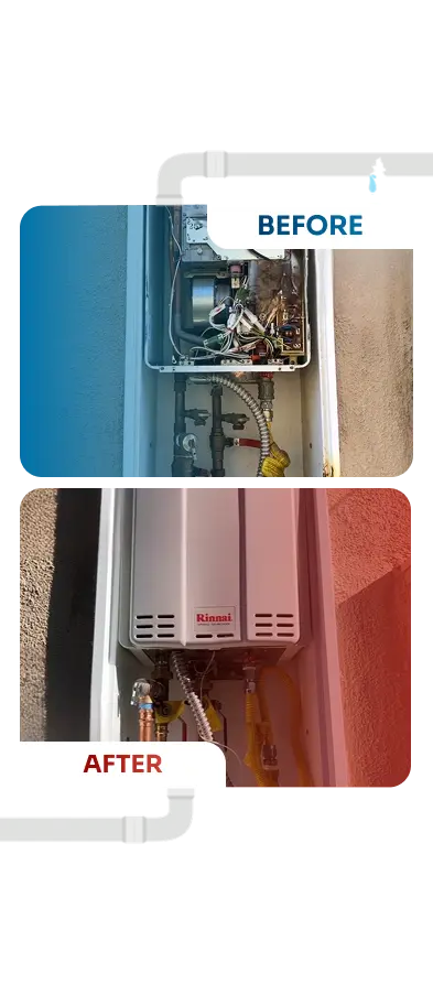 Aaron's Plumbing & Rooter Tankless Water Heater Before and After